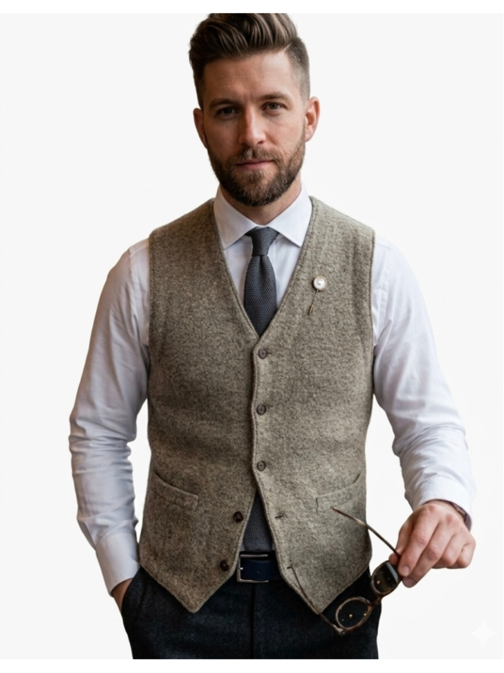 Riggins Vintage Wool Blend V-Neck Button Sweater Vest work Travel men XL 1517